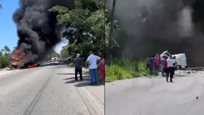 Accidente de rastra y busito