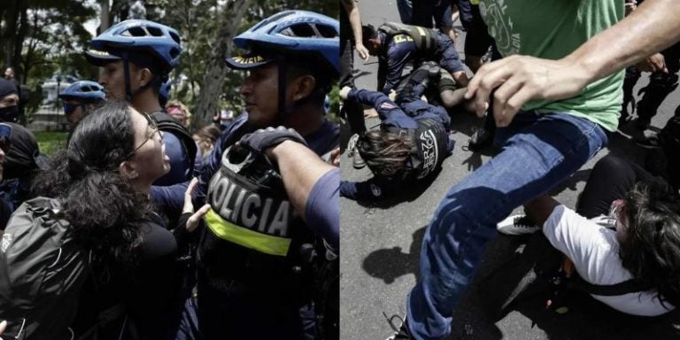 Mujeres protestan contra la violencia policial en Costa Rica