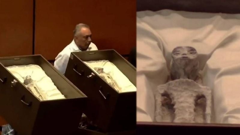 Jaime Maussan presenta 2 supuestos cuerpos de extraterrestres encontrados en Peru