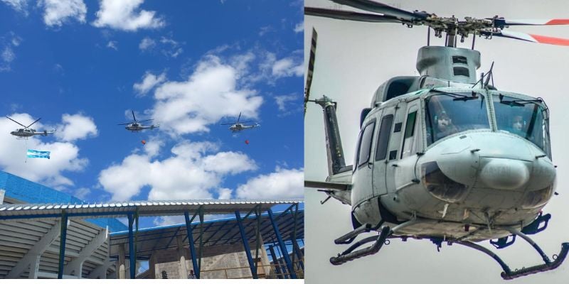 Con show aereo llegan helicópteros de las Fuerzas Armadas al Estadio