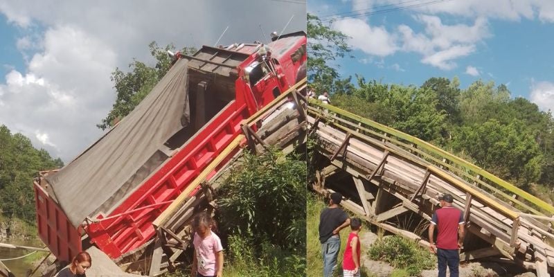 Volqueta provoca colapso de puente y mata a una mujer en el río en San Matías 