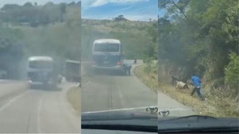 Captan a rapidito agarrando fuego en plena carretera