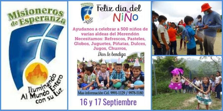 Misioneros de Esperanza celebrará el Día del Niño en El Merendón, SPS