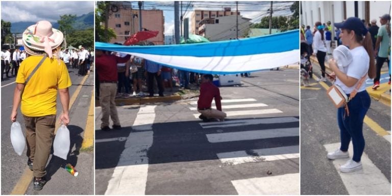 Así se las ingeniaron los sampedranos para soportar el sofocante sol en desfiles