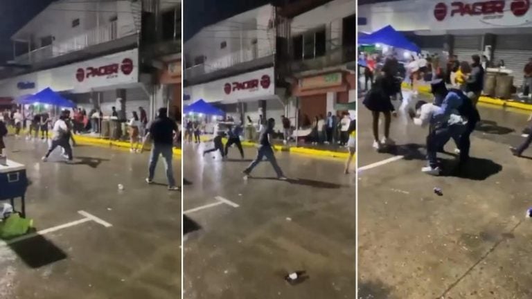 jóvenes se agarran en feria