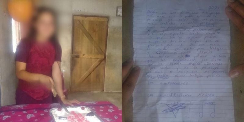 Niña de 12 años abandona su casa en busca de un mejor futuro y deja una carta a sus padres