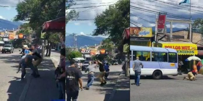 A pedradas y botellazos se enfrentan conductores de buses en TGU