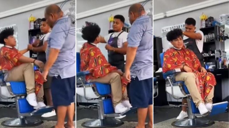 padre obliga a su hijo a cortarse el pelo