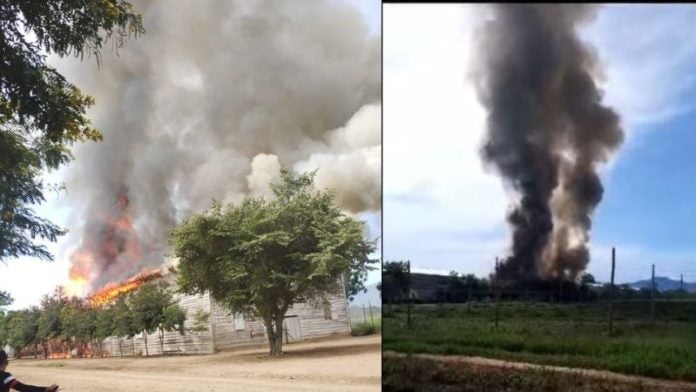 Incendio consume una fábrica productora en La Música