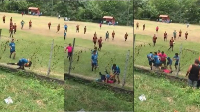 Pelea en partido de fútbol.