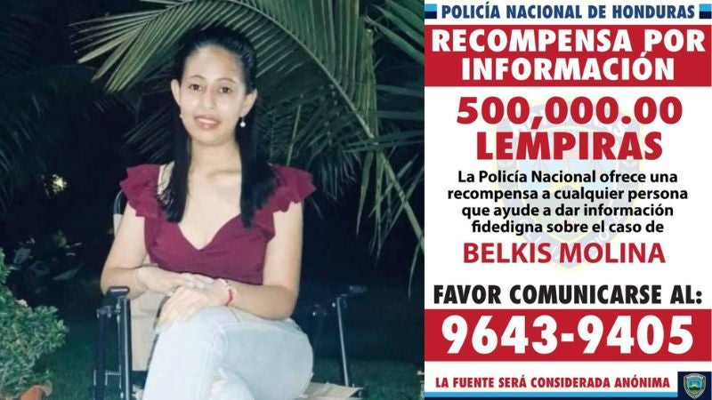 Policía recompensa información Belkis Molina