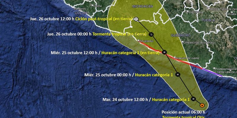 Tormenta tropical "Otis" se convertirá en huracán y se acerca a México