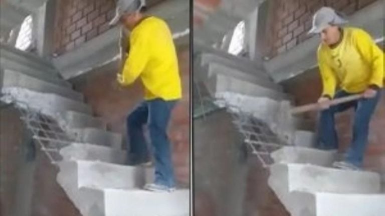 albañil destruye escaleras por no recibir pago