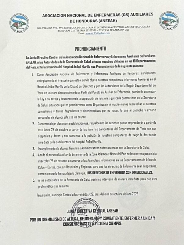 Paro de enfermeras
