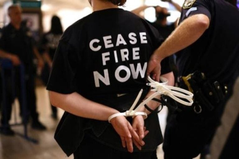 protesta cese al fuego en Gaza detenidos en Nueva York