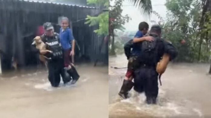 Policía rescata a niño y su perrito