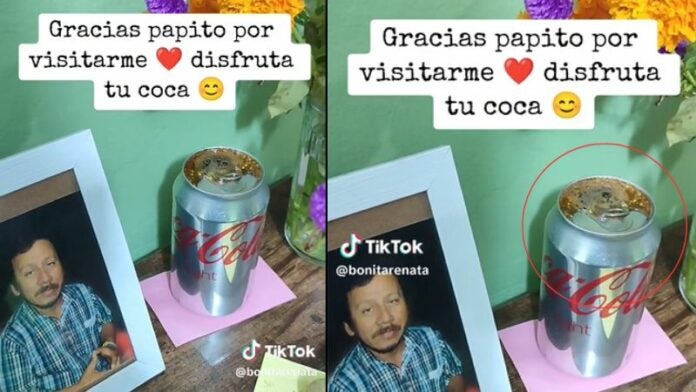 Joven ‘capta visita’ de su padre fallecido en altar de Día de Muertos