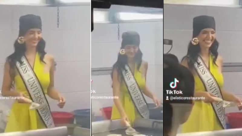 Miss Honduras saca sus dotes de cocina preparando pupusas salvadoreñas