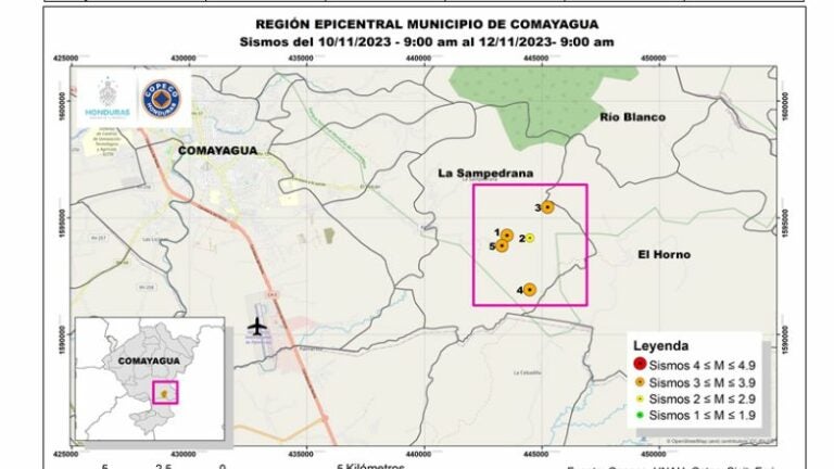 8 sismos en Comayagua