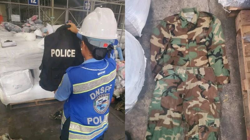 Decomisan indumentaria militar internacional en Puerto Cortés