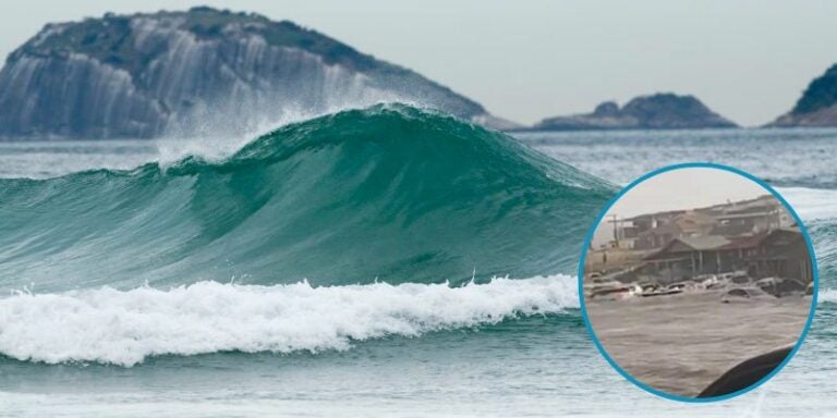 Tsunami azota un pueblo en Brasil; el agua arrastró decenas de vehículos