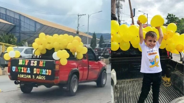 Niño celebra última quimioterapia