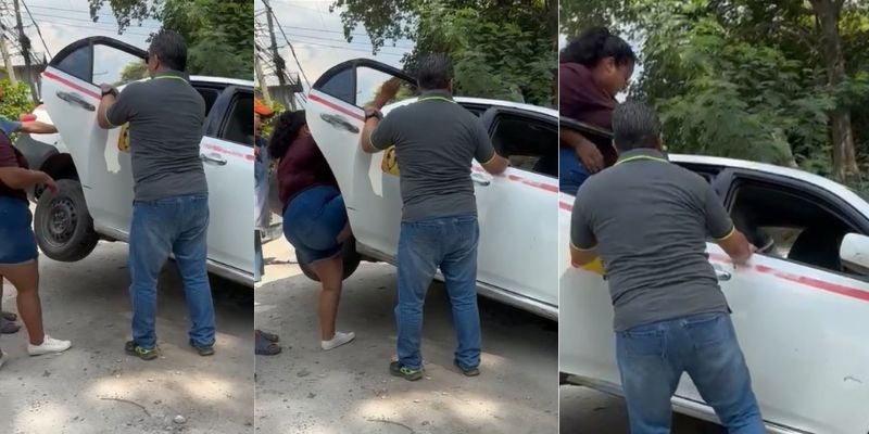 Video | Mujer de peso desemboca carro encunetado