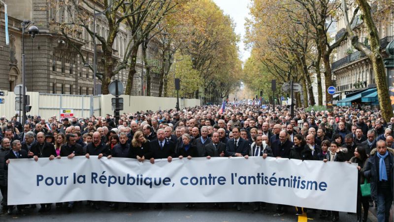 Marcha en Francia antisemitismo