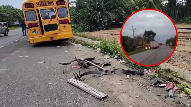 Accidente de rastra y autobús en Omoa