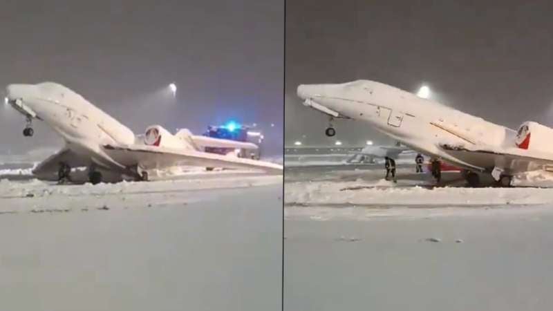 Avión se congela en aeropuerto