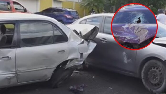 colisión de cinco autos en TGU