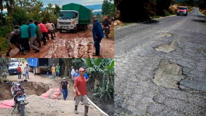 carreteras destruidas en zonas cafetaleras