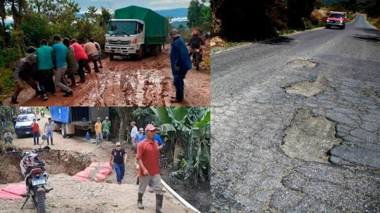 carreteras destruidas en zonas cafetaleras