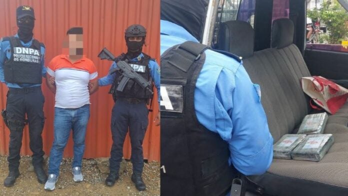 Hombre 3 kilos cocaína Copán