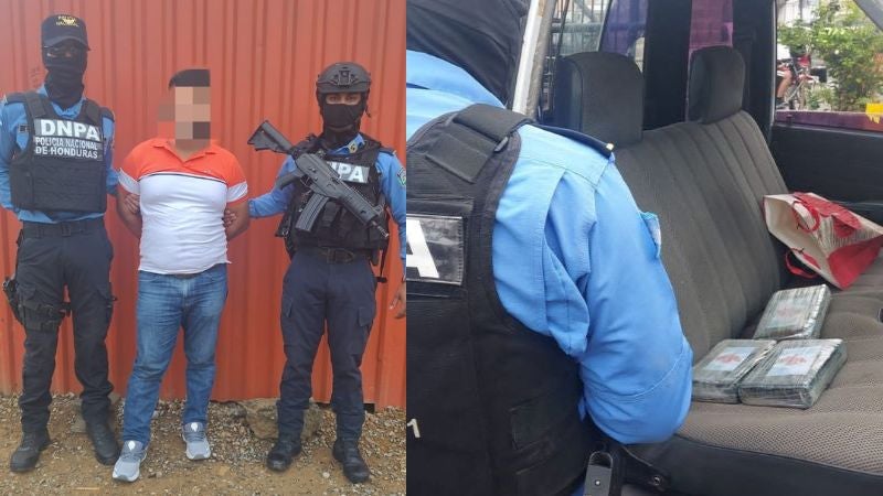 Hombre 3 kilos cocaína Copán