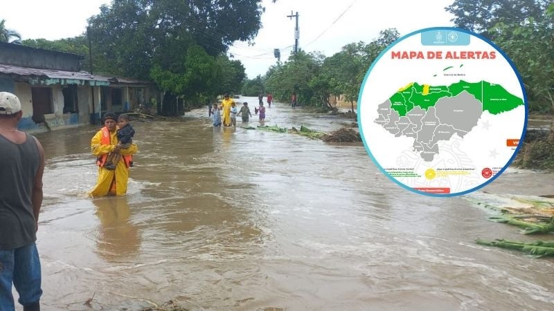 Elevan a alerta amarrilla dos municipios del norte de Honduras