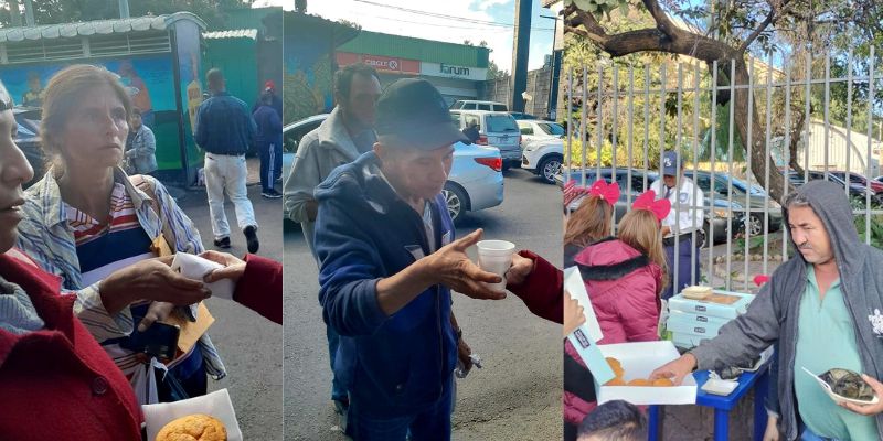 Voluntarios del Poder Judicial regalan tamales frente al Hospital Escuela