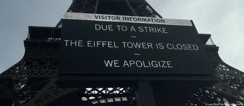Torre Eiffel en París huelga