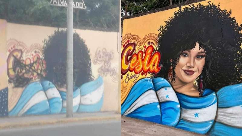 Daños en mural de Cesia Sáenz