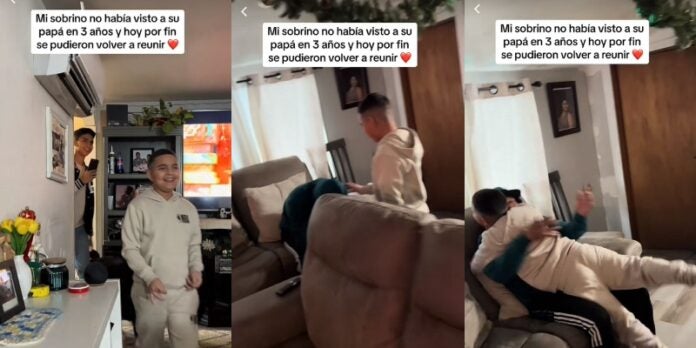 niño se reune con su padre