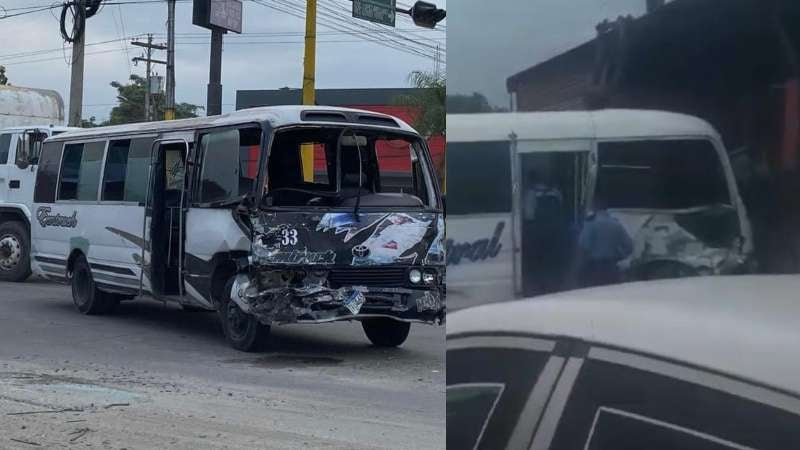 Chocan autobuses en la López Arellano