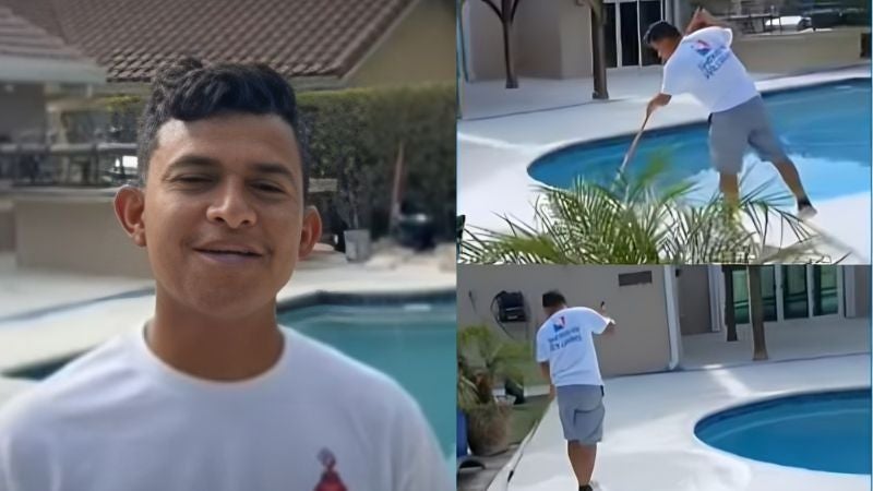 Orgulloso Olanchano se gana la vida limpiando piscinas en EEUU