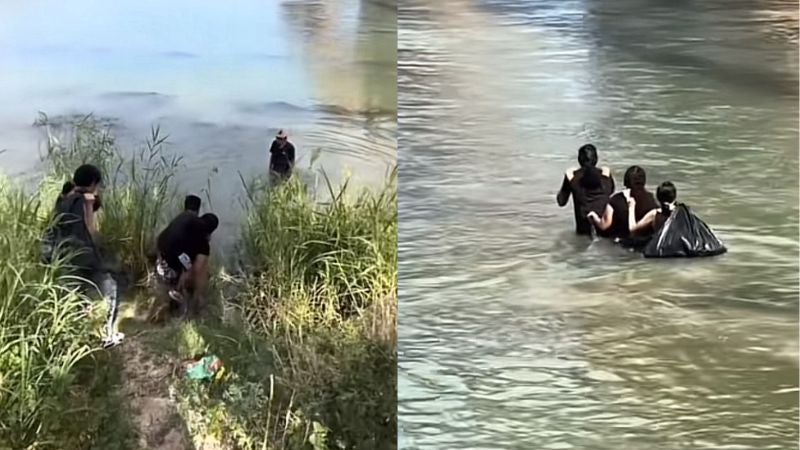 familia hondureña cruza el río Bravo