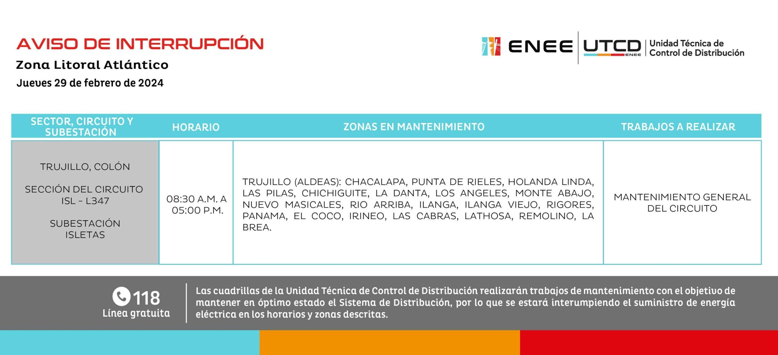 Jueves | Programan cortes de energía en Tegucigalpa, SPS, Olancho y otras partes de Honduras 