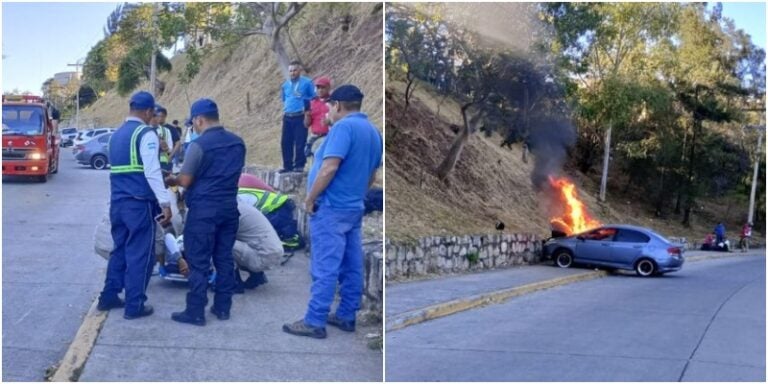 Guardia fue embestido por vehículo que terminó en llamas en la UNAH