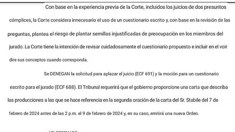 Niegan petición de JOH para aplicar cuestionario al jurado