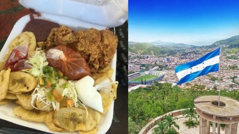 "pollo chuco" con frijoles en Tegucigalpa