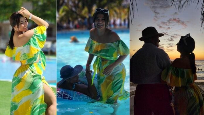 Milagro Flores con su familia en Roatán