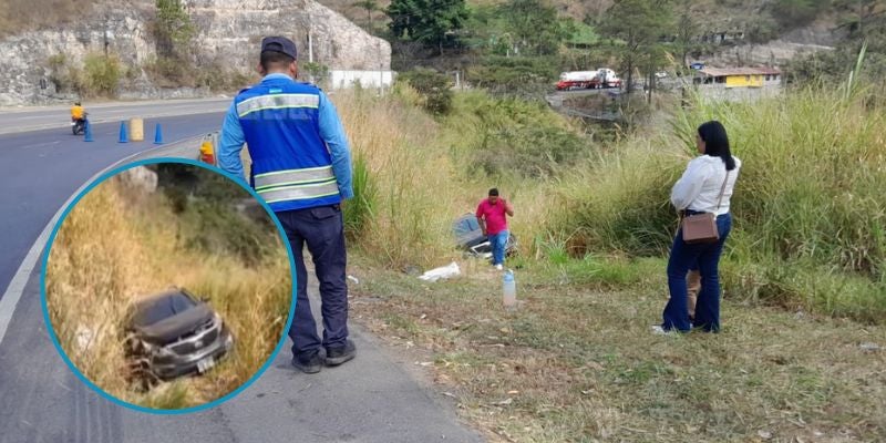 Familia casi muere tras caer a una hondonada en el kilómetro 105 la CA-5