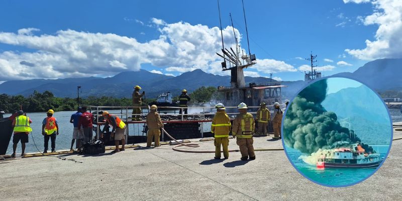 Rescatan a 5 personas en un incendio de una embarcación en La Ceiba